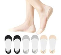AYPOW 6 Paia Calzini Fantasmini Nylon Donna, Fodera Ultra Bassa Salvapiede Calzini Invisibili con Gel Antiscivolo, Morbidi Calze Barca per Tacchi Alti Mocassini Sneaker Appartamenti Scarpe da Barca