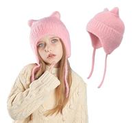 AYPOW Carino Orecchie di Gatto Caldo Berretto a Maglia per Bambini 3 ai 12 Anni, Invernale Copriorecchie Cappello, Morbido Delicato sulla Pelle Antivento Elastici Cappelli Beanie per Ragazzi Ragazze