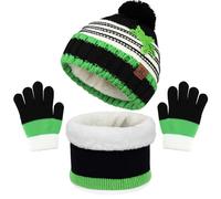 AYPOW Invernale Caldo Berretto Sciarpa Guanti Set per Bambini 4-8 Anni, Termico Foderato in Pile, Maglia Caldo Invernale Cappello Scaldacollo Beanie Guanto Touchscreen Set per Bambini Ragazzi Ragazze