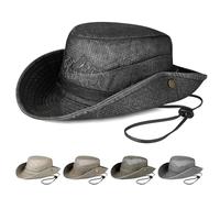 AYPOW Unisex Cappello da Pescatore Protezione UV Cappelli da Sole, Tesa Larga Traspirante Safari Spiaggia Trekking Boonie, Cotone Rete Pieghevole Cappelli alla Pescatora Cappellini da Pesca Uomo Donna