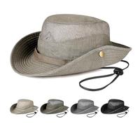 AYPOW Unisex Cappello da Pescatore Protezione UV Cappelli da Sole, Tesa Larga Traspirante Safari Spiaggia Trekking Boonie, Cotone Rete Pieghevole Cappelli alla Pescatora Cappellini da Pesca Uomo Donna