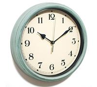 AYRELY® Orologio da parete decorativo vintage, silenzioso, senza ticchettio, funzionamento a batteria, decorazione classica per soggiorno, casa colonica, cucina, camera da letto, bagno (blu classico)