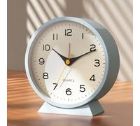 AYRELY® Sveglia analogica da 11,4 cm, piccola, in stile retrò, funzionamento a batteria, orologio da tavolo in metallo scorrevole con luce per decorare soggiorno, camera da letto, comodino, mensola