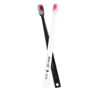 Ayrsjcl 2 Pz/Set Soft Bristles Brushes Coppia Spazzolino Denti Nero Bianco Colore Semplice Adulto Morbidi Morbidi Innovativo a Forma di Cuore Spazzolino Denti