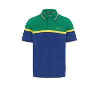 Ayrton Senna - Collezione ufficiale - Polo da uomo a righe - Navy, Blu, XXL