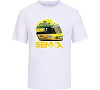 Ayrton Senna Racing Helmet Men T-Shirt Cotton Tees T-Shirt White M
