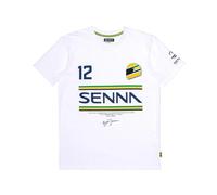 Ayrton Senna T-shirt a righe F1#12, bianco, L