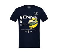 Ayrton Senna Ufficiale Formula 1 Uomo Grafico 12 Casco T-Shirt Tee Blu