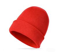 Aysatogc Berretto lavorato a maglia da uomo e donna, elastico, rosso | Berretto corto di lana per uomini e donne, rosso