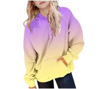 AYSDSKI Felpa con cappuccio da ragazza con gradiente di colore, Autumn Winter Felpa con cappuccio con tasche per bambini 5-15 anni, giallo., 120