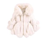 AYSDSKI Giacca di peluche da ragazza, con collo di pelliccia, addensante, giacca invernale con cerniera completa, in tinta unita, calda, per bambini, da 1 a 6 anni, bianco, 120