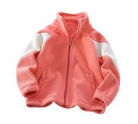 AYSDSKI Giacca in pile agitato con colletto alto, giacca invernale a maniche lunghe, calda in pile Teddy, per adolescenti, ragazze, ragazzi, colore patchwork, Colore: rosa., 140