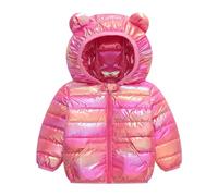 AYSDSKI Giacca invernale da ragazza lucida trapuntata con cappuccio Full Zip Cappotto invernale per bambini calda giacca in cotone a maniche lunghe Caual con cappuccio 1-5 anni, P-ink, 80