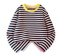AYSDSKI Maglia a maniche lunghe unisex per bambini, con scollo rotondo, casual, a maniche lunghe, per adolescenti, ragazze, leggera, in cotone, Colore: rosa., 150