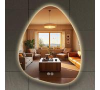 AYSMYGS Specchio Da Parete A Forma Di Goccia Specchio Da Bagno Con Illuminazione A LED, Interruttore Sensibile Al Tocco, 40x60cm, 50x70cm, 60x80cm, 70x90cm, HD/antideflagrante(Anti-fog,50x70cm)