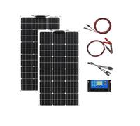 Aysolar 200W 12V Pannello Solare Flessibile Kit 2 pezzi 100W 18V Monocristallino Fotovoltaico Modulo con 20A regolatore solare per 12V/24V batteria, Camper, Barca, Auto, Roulotte, Furgone, Casa