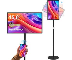 AYSTekMann 15,6 '' Digital Signage Display LCD Interattivo Interno Touch Screen Pubblicità Commerciale Chiosco Smart Video Media Player Ultra Sottile 5G WiFi All in One 4GB+64GB Android 11 Capacitivo
