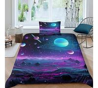 AYSUM Galaxy Planet Set Copripiumino Finezza Bedding Set Calore Universe Duvet Cover Soft Microfiber Biancheria Da Letto Cerniera Nascosta Set Di Biancheria Da Letto Single（135x200cm）