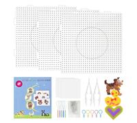 AYSYR Kit di 3 pannelli forati con perline da 5 mm, set di perline in ferro, include 3 fogli di carta per stampaggio a caldo, 4 corde per chiavi e così via, kit artistico per ragazzi e ragazze fai da