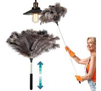AYSYR Spolverino allungabile, telescopico, per la pulizia, lavabile, con piume di struzzo, con manico telescopico, per detergenti, casa, auto, ufficio