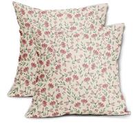 Aytipun Set di 2 federe per cuscini floreali verdi e rosa, 40,6 x 40,6 cm, stile rustico, vintage, con stampa floreale, per esterni, per divano, letto