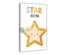 AYTREDF Poster su tela a forma di stella, con angolo di consapevolezza che respira calma, consulente per la salute mentale, per ufficio, camera da letto, regalo, dimensione: 60 x 90 cm