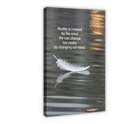 AYTREDF Poster su tela con scritta "Reality Can Be Changed by Yourself", motivazionale filosofia, decorazione per camera da letto, ufficio, stanza, regalo, 60 x 90 cm