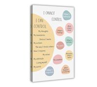 AYTREDF Poster su tela con scritta "Things I Can And Can't Control", per ufficio, salute mentale, decorazione per camera da letto, ufficio, camera da letto, regalo, 30 x 45 cm