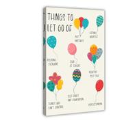 AYTREDF Poster su tela con scritta "Things to Let Go of Mental Healthough", per ufficio, biologia, scuola, guida, decorazione per camera da letto, paesaggio, ufficio, camera da letto, regalo, 20 x 30