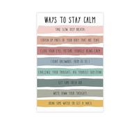 AYTREDF Poster su tela con scritta "Ways to Stay Calm Calming Techniques Cognitivo-Behavioral Therapy Mindfulness", decorazione per camera da letto, ufficio, stanza, regalo, 30 x 45 cm