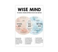 AYTREDF Poster Wise Mind, Terapia DBT, ufficio terapia, abilità di coping, distorsione cognitiva, tela di psicologia sociale, decorazione per camera da letto, 60 x 90 cm