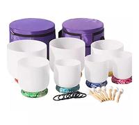 AYUE Pitch 432Hz/440hz Chakra Set di 7 ciotole in vetro per cantare da 7 a 12 pollici con robuste custodie di trasporto e cuscino in broccato di seta (colore 432 Hz) (440 Hz)
