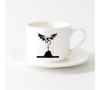 AYUEHBN Caffè e bevande calde Drago volante Racconti medievali Mitologia Ali Spada （6oz/175ml） per bevande calde, latte macchiato, cappuccino，Set di tazze da tè con piattini (bianchi)