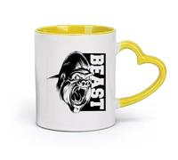 AYUEHBN ceramica Bicchieri per la casa Gorilla Bestia Animale Ruggito Scimmia （11oz/320ml） Caffè, tè, latte macchiato, latte, cacao, succhi di frutta e altre bevande calde Giallo