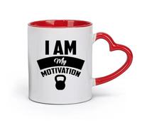 AYUEHBN ceramica Bicchieri per la casa Io sono la mia ginnastica motivazionale （11oz/320ml） Cappuccino, latte macchiato, tè, espresso Rosso