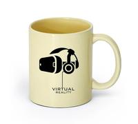 AYUEHBN ceramica Bicchieri per la casa Tecnologia informatica della realtà virtuale （11oz/320ml） Perfetto per cucine, ristoranti e bar, ottima idea regalo Beige