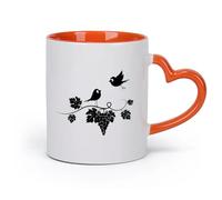 AYUEHBN ceramica Bicchieri per la casa Vino Cucina Uva Ramo Vite Uccelli Volano （11oz/320ml） Perfetto per cucine, ristoranti e bar, ottima idea regalo Arancione