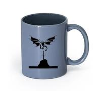 AYUEHBN ceramica Caffè e bevande calde Drago volante Racconti medievali Mitologia Ali Spada （11oz/320ml） per bevande calde, latte macchiato, cappuccino Blu grigio