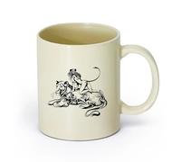 AYUEHBN ceramica Caffè e bevande calde Nudo sex appeal Ragazza Donna Gatto Leone Animale Astrazione Modelli （11oz/320ml） per uomo e donna Giallo chiaro