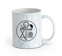 AYUEHBN ceramica Caffè e bevande calde Religioni universali Simboli religiosi Pace nel mondo （11oz/320ml） per ufficio per uomo e donna Blu marmo