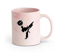 AYUEHBN ceramica Caffè e bevande calde Sport Atleta Combattente Arti Marziali Ragazzi Camera （11oz/320ml） Tazza da caffè per cappuccino, tè, latte, Rosa marmo