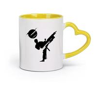 AYUEHBN ceramica Caffè e bevande calde Sport Atleta Combattente Arti Marziali Ragazzi Camera （11oz/320ml） Tazza da caffè per cappuccino, tè, latte, Giallo