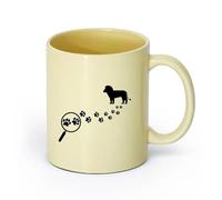 AYUEHBN ceramica Tazza - Ceramica Impronte di zampe Impronte di animali Lente di ingrandimento Club di caccia （11oz/320ml） Bar o regalo Beige