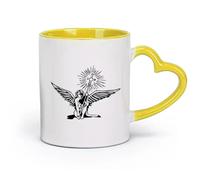 AYUEHBN ceramica Tazza da caffè Angelo che tiene in mano la Santa Croce Cristiana Religiosa （11oz/320ml） per espresso, set da tè Giallo