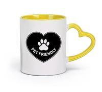 AYUEHBN ceramica Tazza da tè e caffè alla moda Animali domestici che amano l'impronta della zampa del cuore （11oz/320ml） per Tè, caffè e bevande calde Giallo