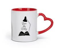 AYUEHBN ceramica Tazza da tè e caffè alla moda Citazione: Non smettere mai di leggere. Biblioteca dei libri aperti. （11oz/320ml） per ufficio, casa Rosso