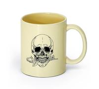 AYUEHBN ceramica Tazza da tè e caffè alla moda Ossa del teschio con fiore rosa scheletro della morte （11oz/320ml） per tè, caffè, infuso caldo Beige