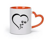AYUEHBN ceramica Tazza da tè e caffè alla moda Simbolo del cuore Amore Animali domestici Tracce Animale Cane Gatto （11oz/320ml） per uomo e donna Arancione