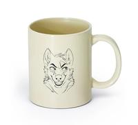 AYUEHBN ceramica Tazza da tè latte in porcellana Volpe animale, testa furba, mimica facciale （11oz/320ml） per ufficio per uomo e donna Giallo chiaro