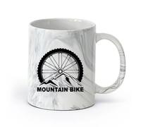AYUEHBN ceramica Tazza da tè o caffè originale Ruota per bicicletta da mountain bike per sport estremi （11oz/320ml） Ottimo regalo per gli innamorati Nero marmo